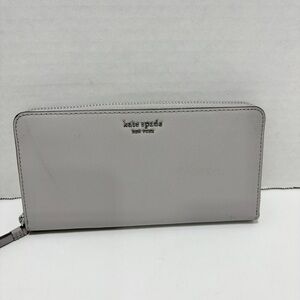 kate spade pale gray zip-around continental wallet